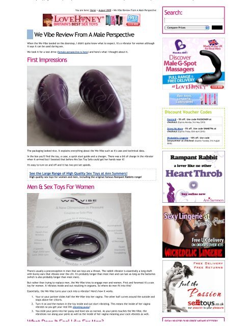 We Vibe Review From A Male Perspective - Sex Toy Sofa