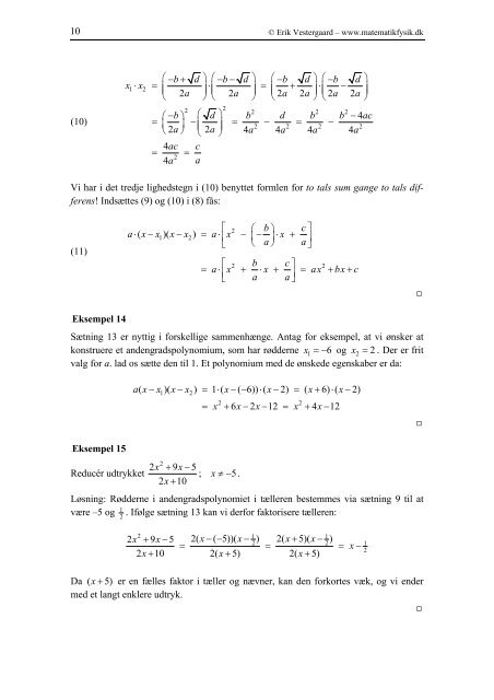 Andengradspolynomier - matematikfysik