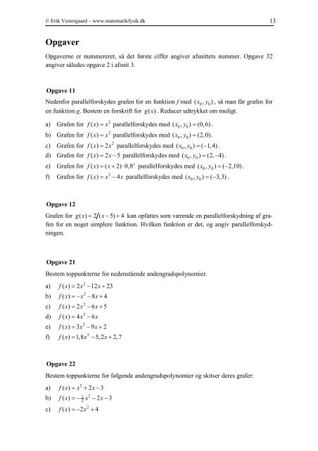 Andengradspolynomier - matematikfysik