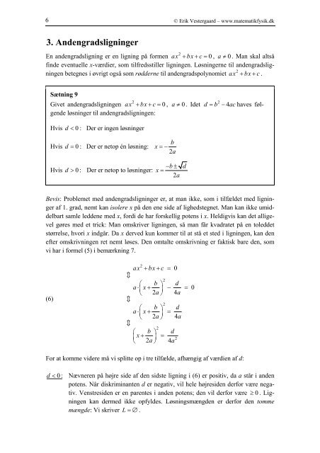 Andengradspolynomier - matematikfysik