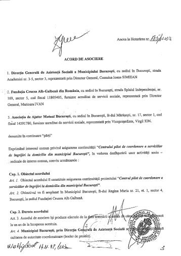 Anexa la HotarÃ¢rea nr. g /-1(0~ ACORD DE ASOCIERE 1. DirecÅ£ia ...