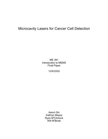 Microcavity Lasers for Cancer Cell Detection - Northwestern University