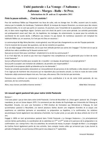 feuilles d'infos du 21 aoÃ»t au 11 septembre 2011 _2 - Cath-vd.ch