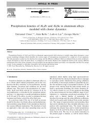 Precipitation kinetics of Al - David Dunand Research Group ...