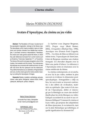 Marion POIRSON-DECHONNE Avatars d'Apocalypse ... - Ekphrasis