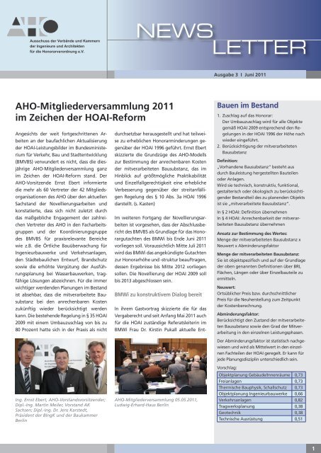 AHO-Mitgliederversammlung 2011 im Zeichen der HOAI-Reform