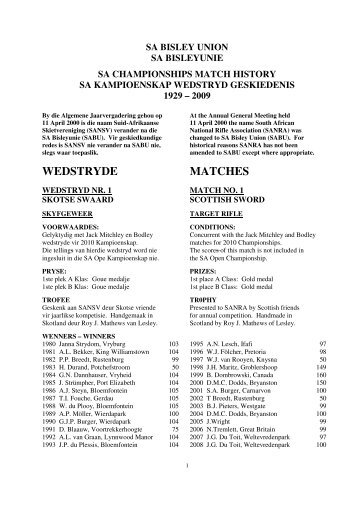 WEDSTRYDE MATCHES - South African Bisley Union