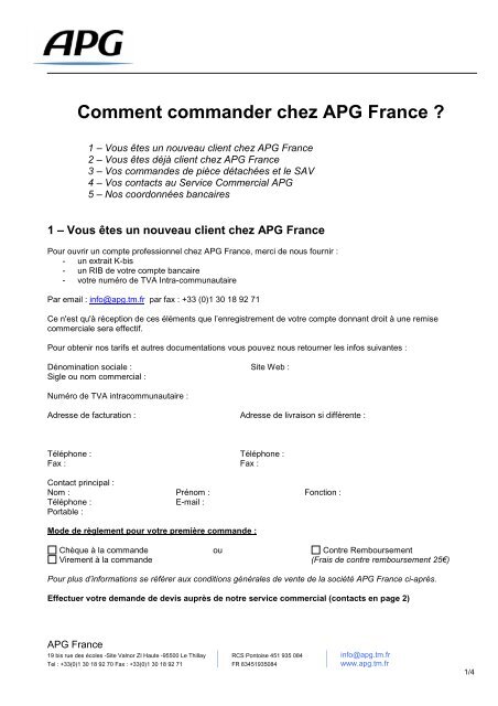 Comment commander chez APG France