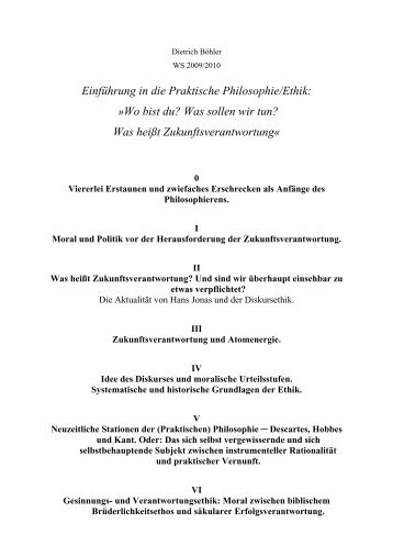 Einführung in die Praktische Philosophie/Ethik - Hans Jonas ...