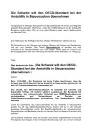 Die Schweiz will den OECD-Standard bei der Amtshilfe in ...