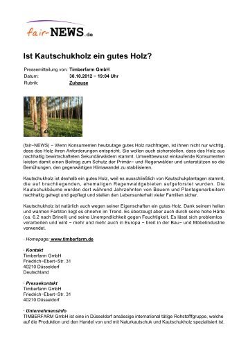 PDF :: fair-NEWS.de :: Ist Kautschukholz ein gutes Holz?