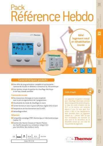 fiche technique pack reference hebdo 1 zone thermor