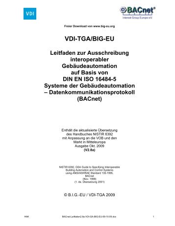 VDI-TGA/BIG-EU-Leitfaden für die Ausschreibung interoperabler