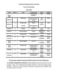 Louisiana Comprehensive Curriculum Pre-K 4 Unit Outline 2011-2012