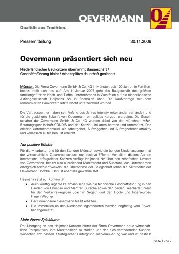 Pressemitteilung - Heijmans Oevermann GmbH