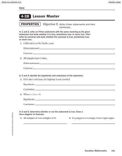 Lesson Master Lesson Master 4-3B