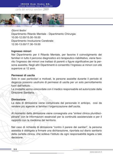 Carta dei servizi Oasi - Oasi CittÃ  Aperta