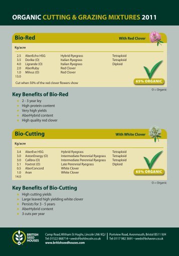 Information on our Organic Mixtures - British Seed Houses