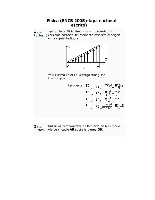 Física (ENCB 2005 etapa nacional escrito)