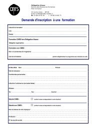 Demande d'inscription Ã  une formation - CNRS Alsace