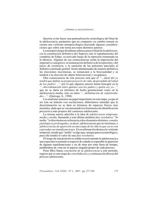 ¿Termina la Adolescencia?… - Asociación Psicoanalítica de ...