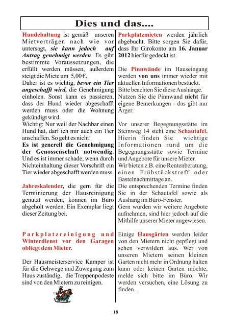 Download: Mieter Info 2011 - Gemeinnützige Baugenossenschaft eG