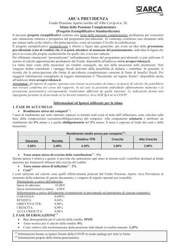 Progetto Esemplificativo - ARCA Previdenza