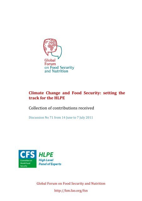 Climate Change and Food Security: setting the track for the ... - FAO