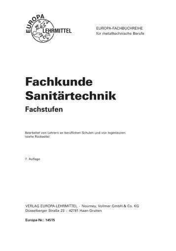 Fachkunde Sanitärtechnik