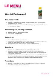 Facts rund um Bratcrème zum Ausdrucken (PDF - Le Menu
