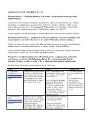Detailed Lesson Plan and Teacher's Notes - Literacynet.org
