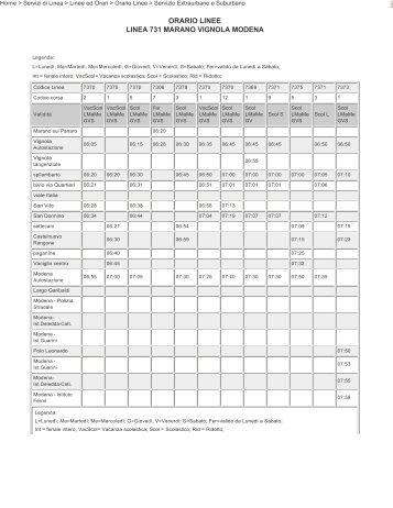 Orari ATCM Linea 731 Vignola-Modena - CittÃ  di Vignola