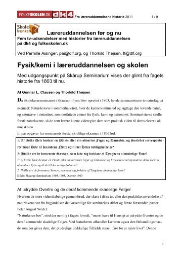 Fysik/kemi i lÃ¦reruddannelsen og skolen - Folkeskolen