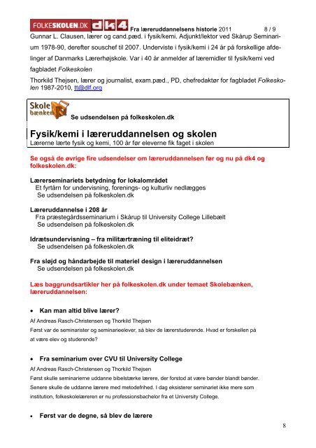 Fysik/kemi i lÃ¦reruddannelsen og skolen - Folkeskolen