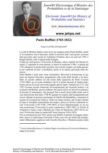 Journ@l Electronique d'Histoire des ProbabilitÃ©s et de la Statistique ...