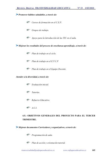 NÂº33 01/03/2010 - enfoqueseducativos.es