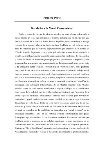 Primera Parte Durkheim y la Moral Convencional