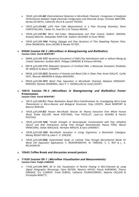Microfluidics 2008 (µFlu'08) - Insa - Toulouse