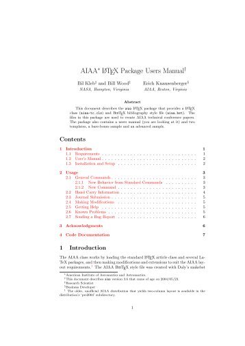 AIAA LATEX Package Users Manual - CTAN