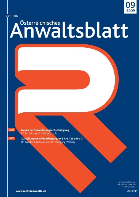 Anwaltsblatt 2009/09 - Die Österreichischen Rechtsanwälte