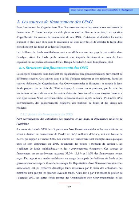 Etude sur les ONG Ã  Madagascar - Banque centrale de Madagascar