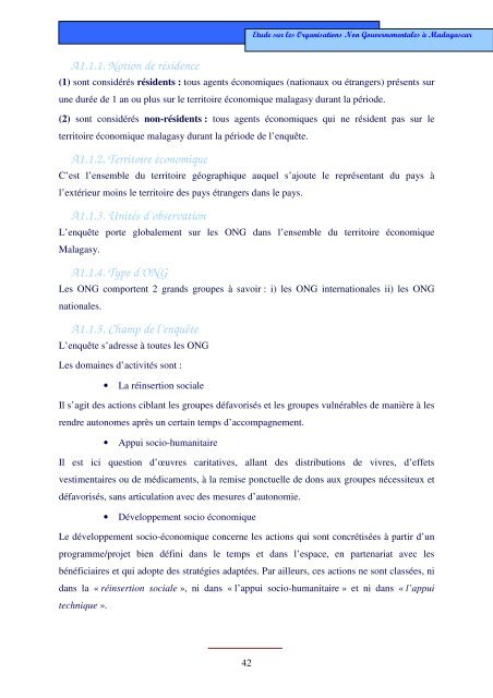 Etude sur les ONG Ã  Madagascar - Banque centrale de Madagascar