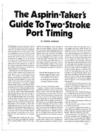 The Aspirin Takers Guide to 2-Stroke Port-Timing - Vintage Sleds