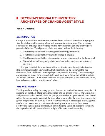 beyond-personality inventory: archetypes of change-agent style