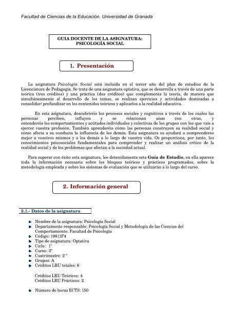 Psicología Social - Universidad de Granada