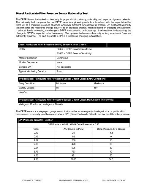 OBD Operation Summary for 6.7L Diesel - MotorCraftService.com