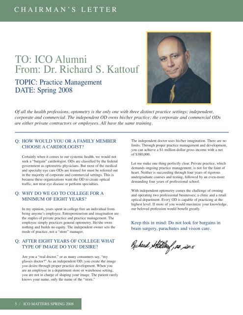 Issue Management Management Issue - Illinois College of Optometry