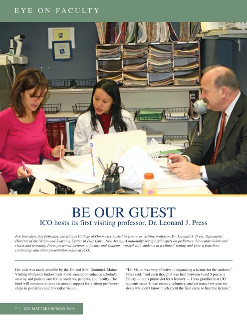 Issue Management Management Issue - Illinois College of Optometry