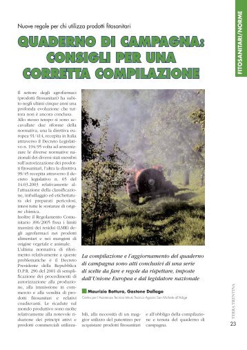 quaderno di campagna: consigli per una corretta ... - Riviste