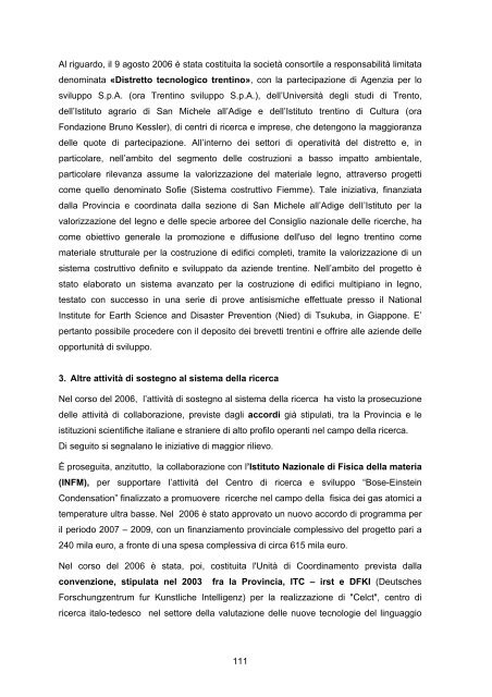 RAPPORTO DI GESTIONE anno 2006 - Giunta - Provincia ...